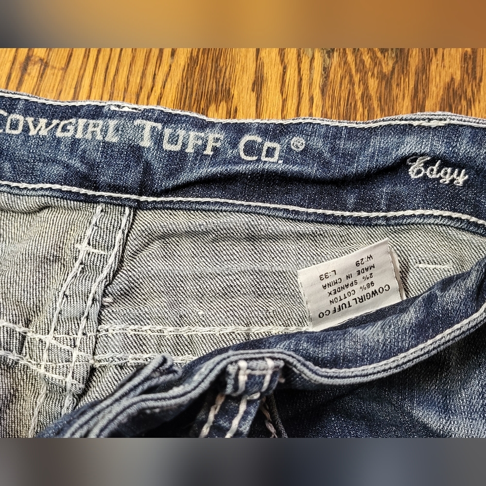 Cowgirl TUFF edgy western boot cut jeans size 29 x 33 - Picture 5 of 7